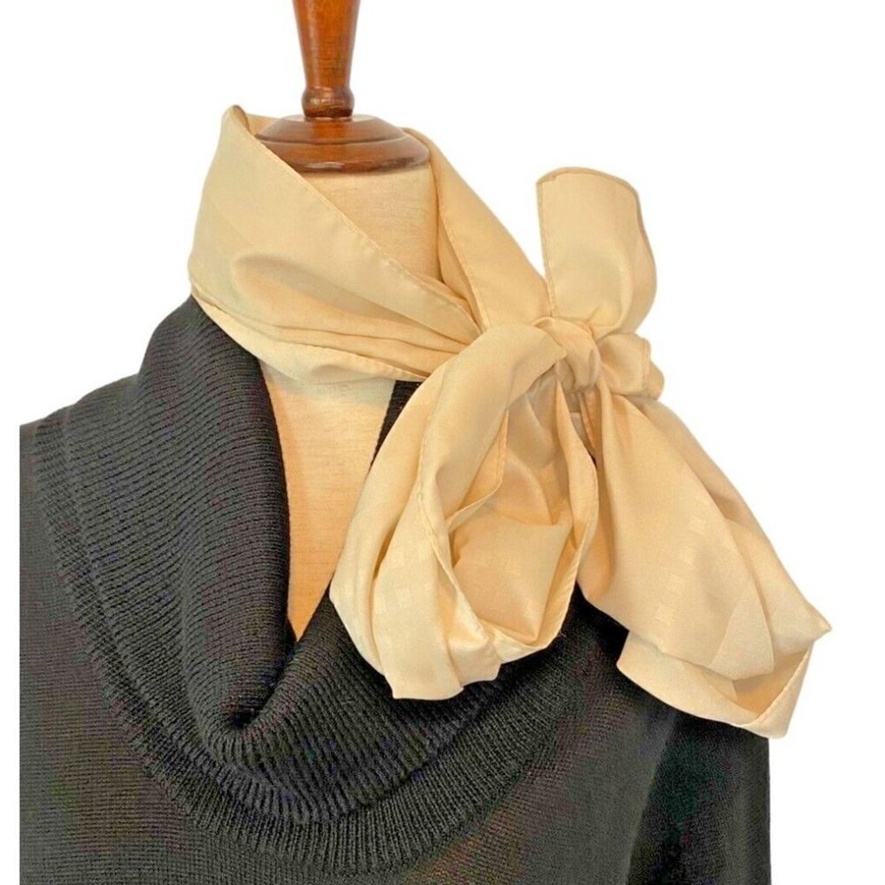 Women’s Scarf Cream Geometric Border Long Rectangle Lightweight Casual Vintage - Picture 1 of 16